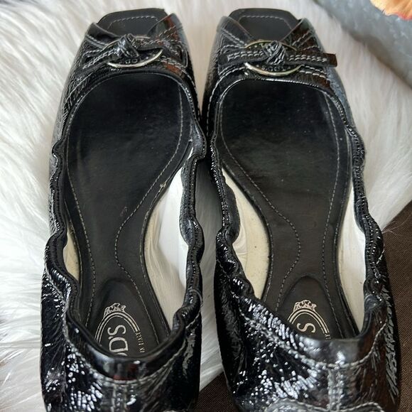 Tods Open Toe Driving Ballet Flats Patent Leather Womens Size 7 - Picture 5 of 10
